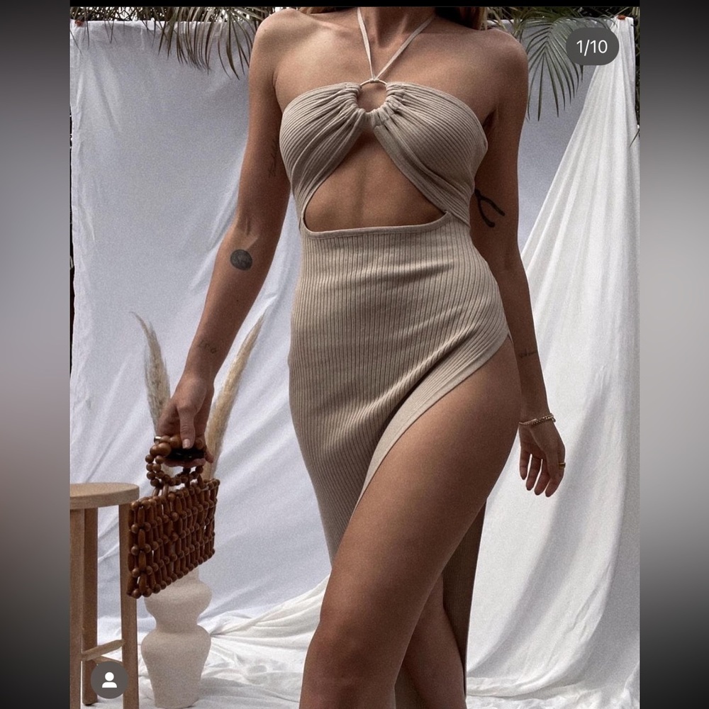 ShopLunaB strapless dress with high slit